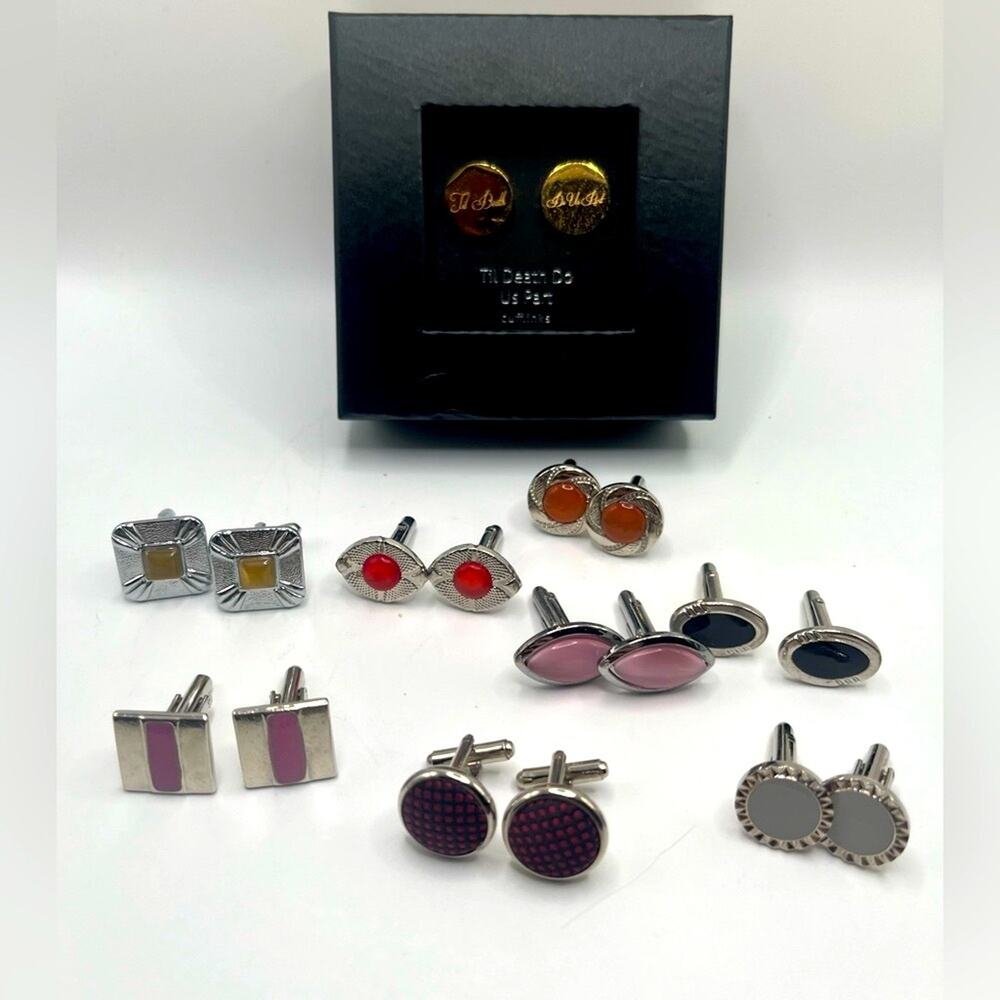 Lot of men’s cuff links, assorted colors, 9 sets
